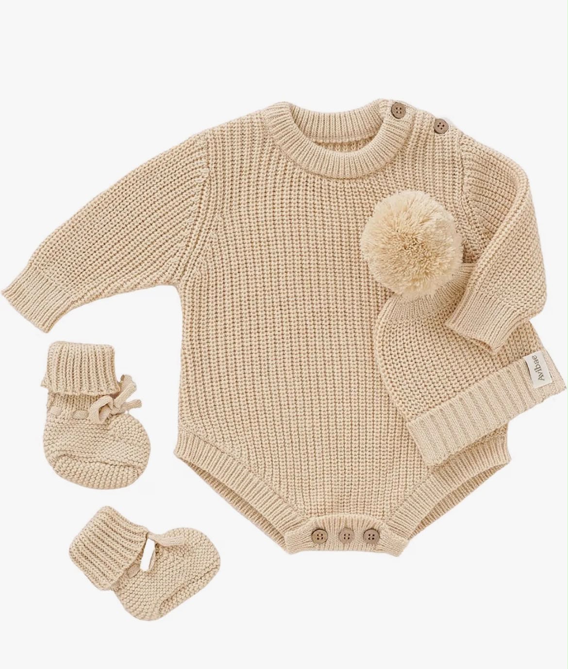 Conjunto tejido de bebé 3 piezas con volantes